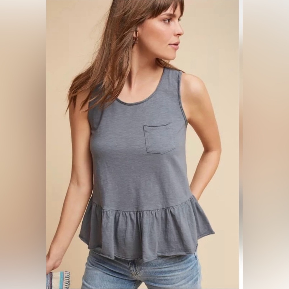 Anthropologie Eri + Ali Gray Sleeveless Peplum Top